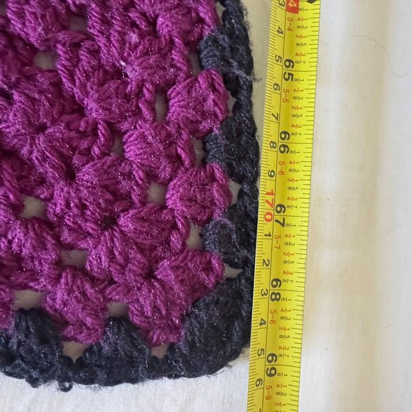 Handmade Multicolor Crochet Granny Square Blanket Throw 56" X 69" Black Border - Picture 7 of 14